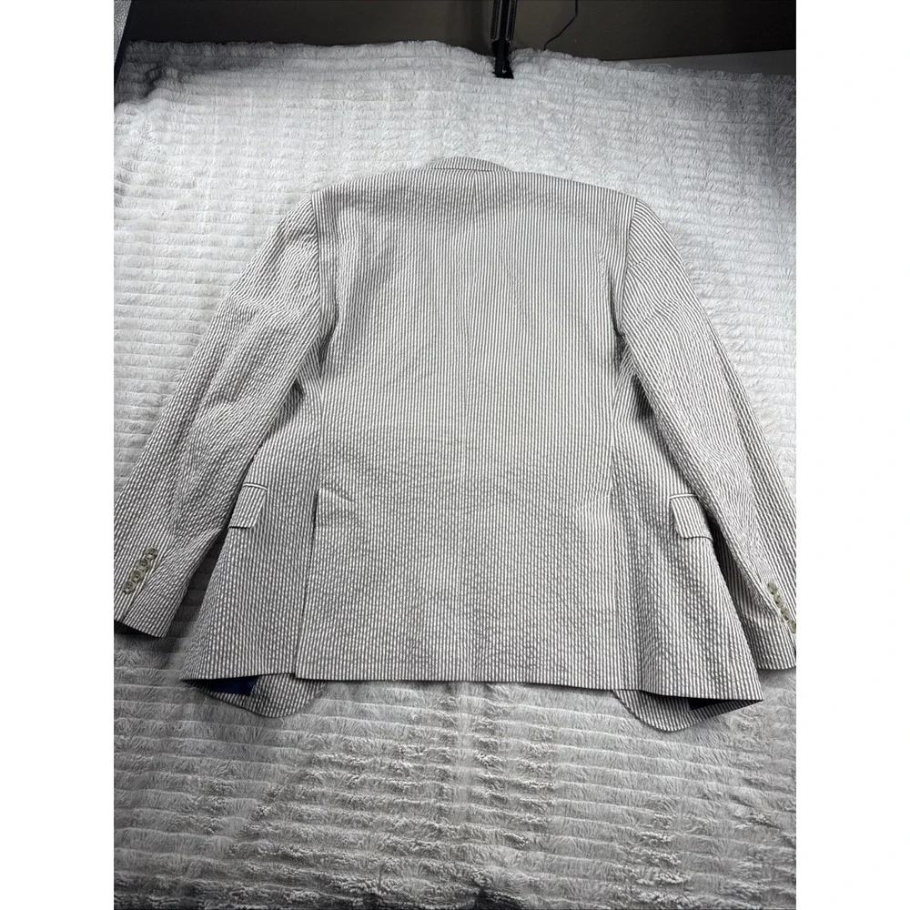 Bonobos Nova Fides Italy Seersucker Suit Beige Striped 40S Blazer 32x27 Pants